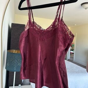 Fashion Nova Burgundy Lace Satin Top